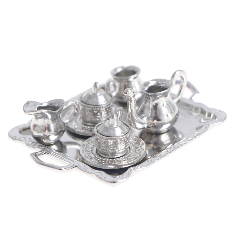 Dollhouse Furniture Set - 10 adet/takım 1/12 Dollhouse Minyatür Gümüş