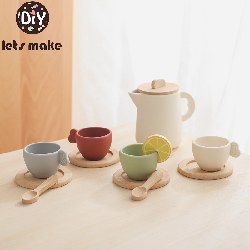 Kids Toys Kitchen - 1 takım çocuk Montessori oyuncak çaydanlık